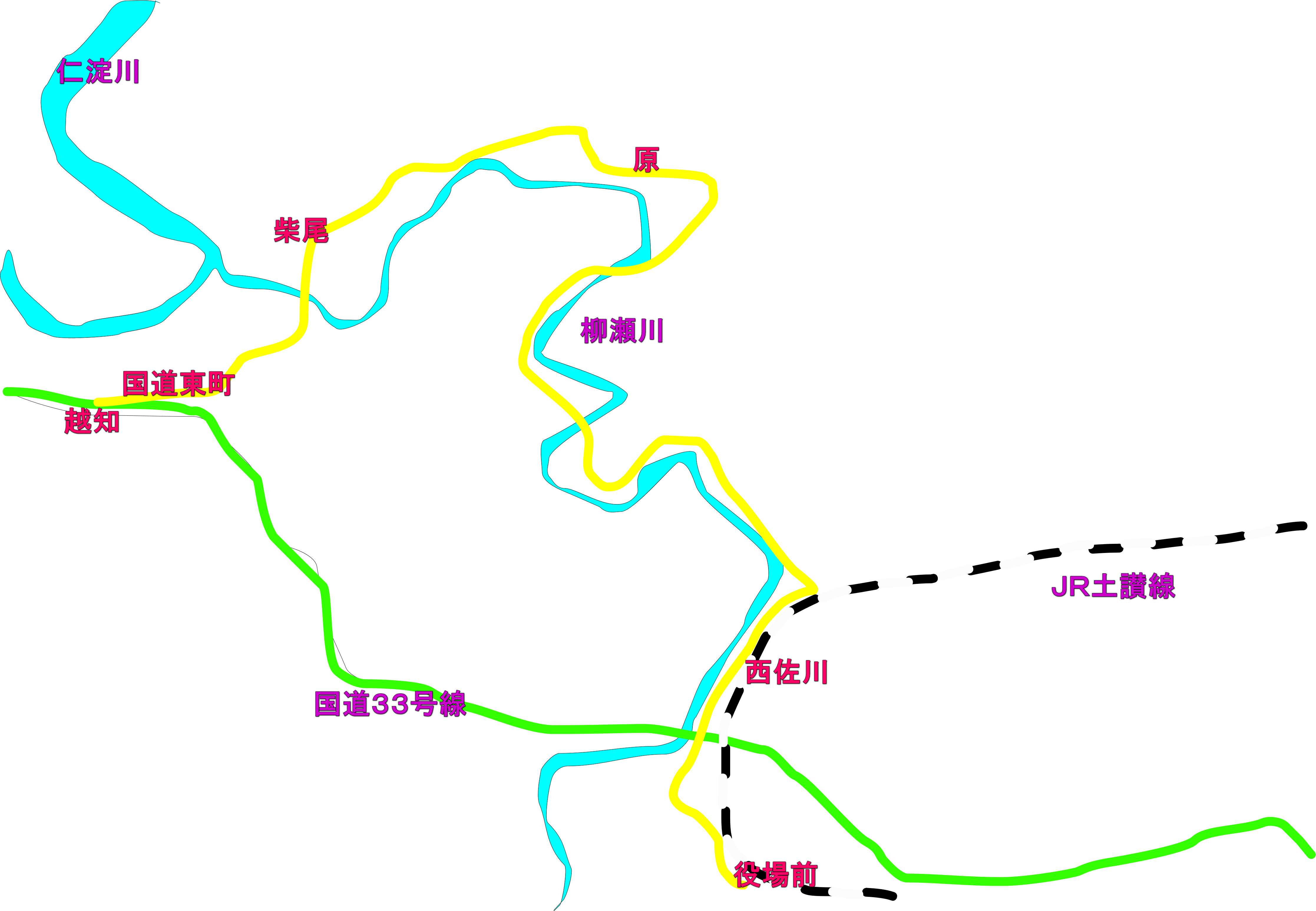 越知～黒岩～佐川線